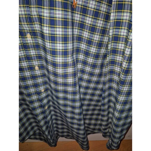 Ralph Lauren Mens 3XLT Classic Fit Button-Down Plaid Shirt Navy/Yellow - Picture 7 of 10